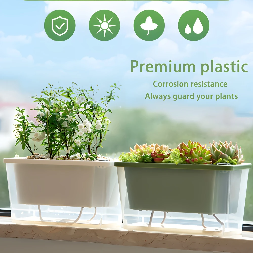 2pcs Square Self-Watering Planters with Reservoir