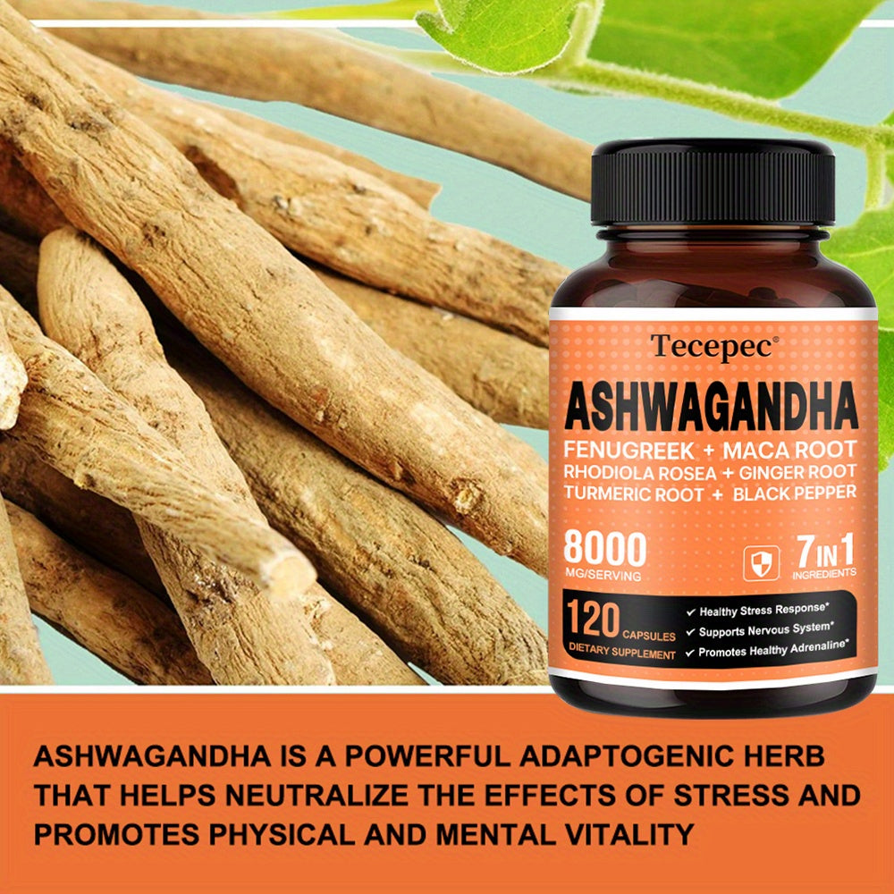 7-in-1 Adaptogen Blend for Stress and Nerve Health – 120 Capsules
