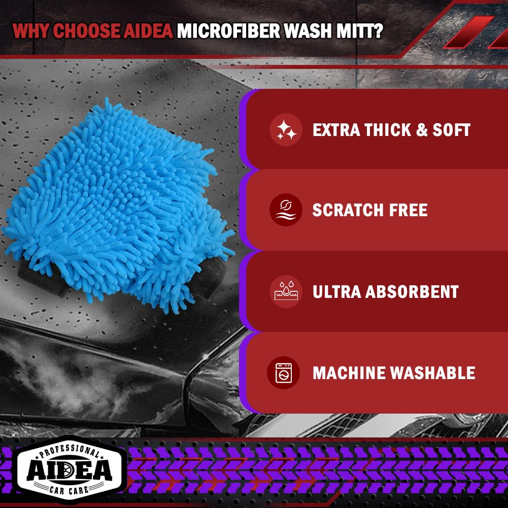AIDEA  Premium Chenille Microfiber Mitt Car Wash Brush