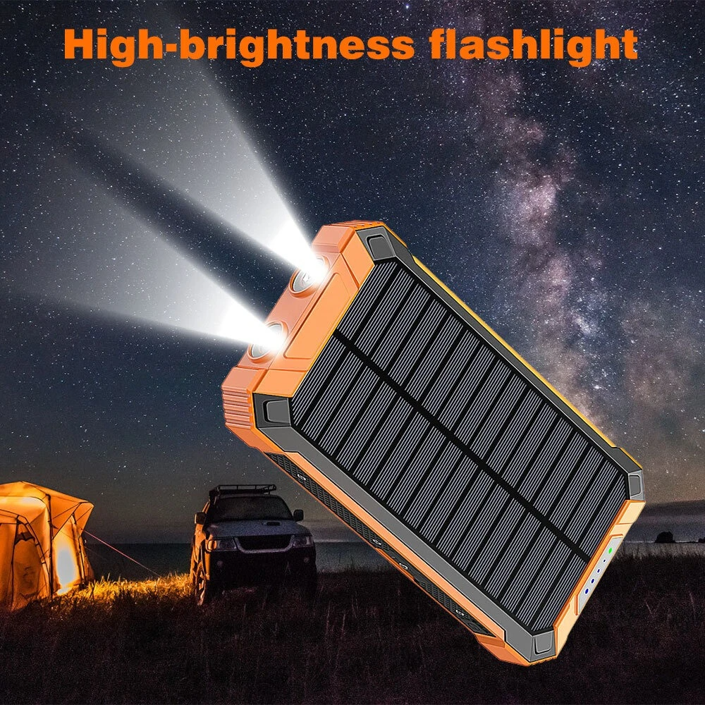 2025 Solar Mobile Power Bank Wireless Charger Built-in 4 Cables Six Outputs 15W Fast Charging
