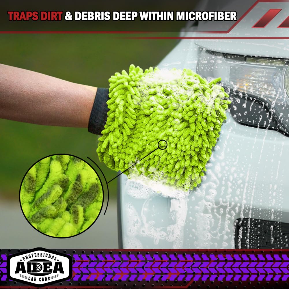 AIDEA  Premium Chenille Microfiber Mitt Car Wash Brush