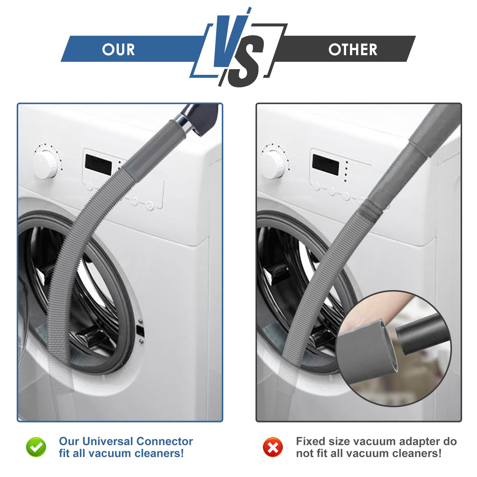 PetOde 2 Pieces Dryer Vent Cleaner Kit Compatible with Most Vacuum Cleaner