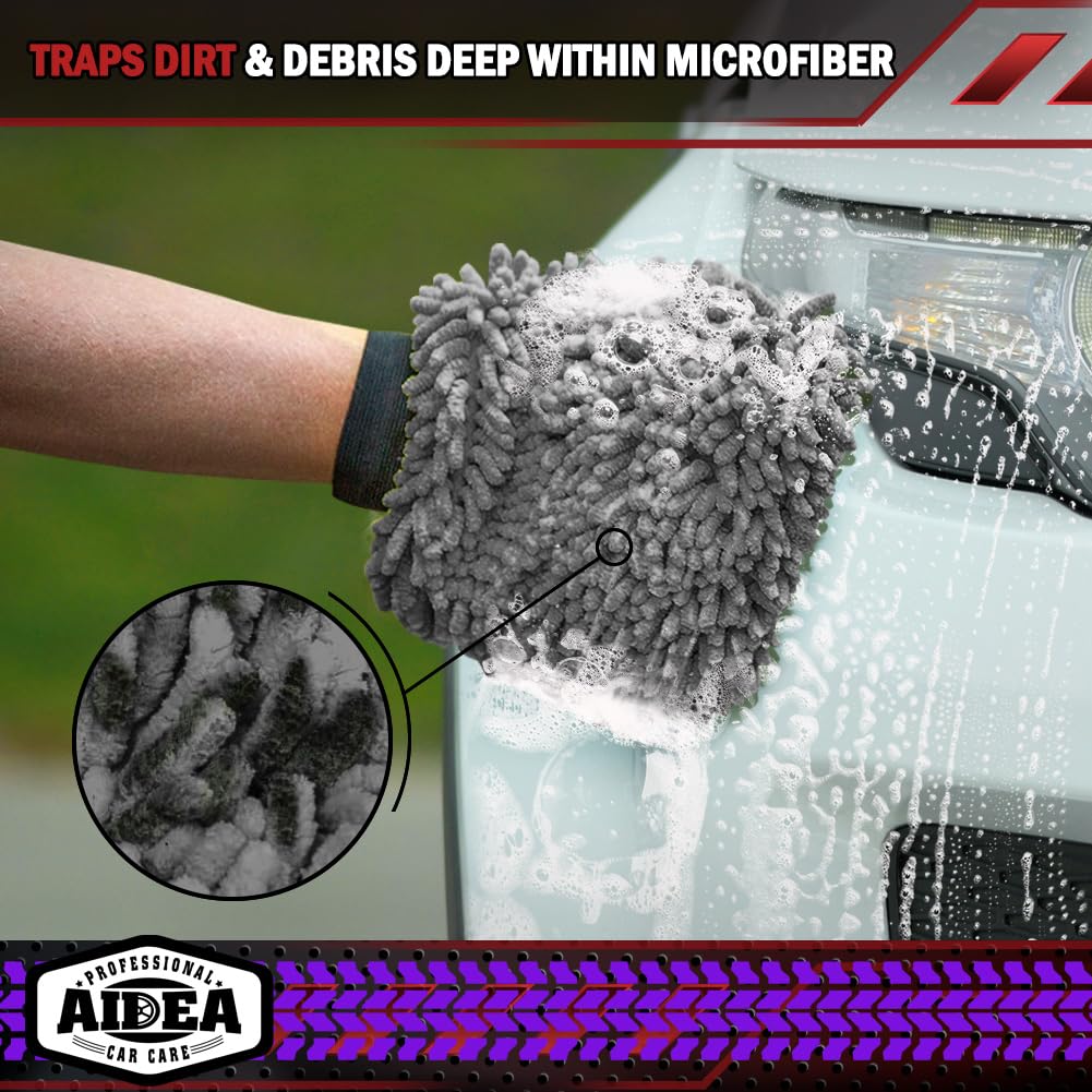AIDEA  Premium Chenille Microfiber Mitt Car Wash Brush