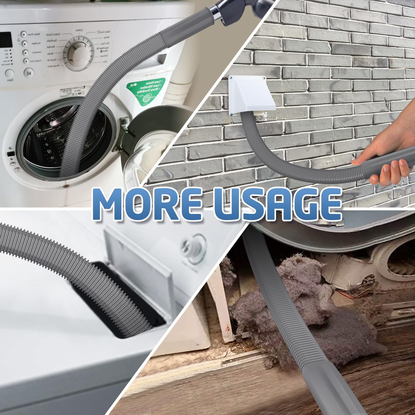 PetOde 2 Pieces Dryer Vent Cleaner Kit Compatible with Most Vacuum Cleaner