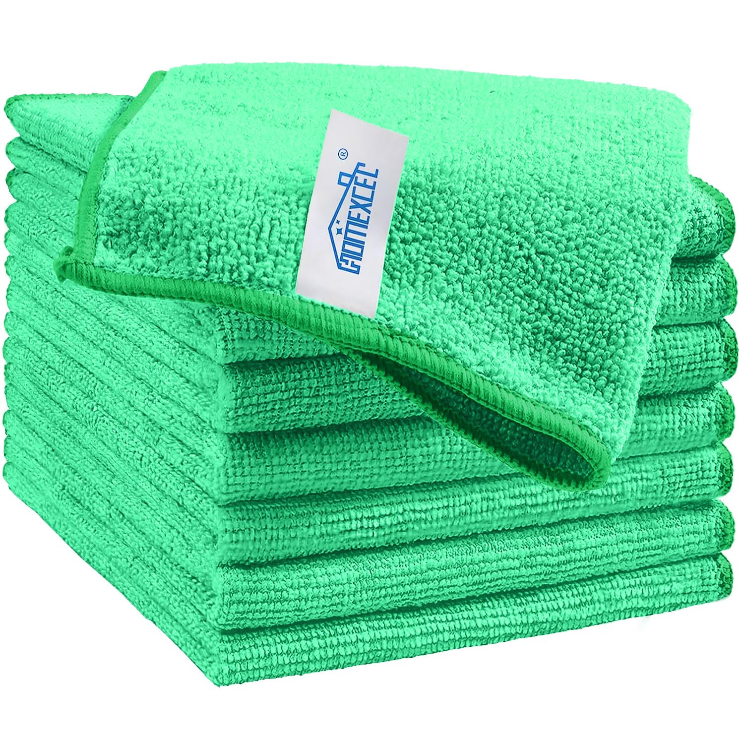 HOMEXCEL Microfiber Cleaning Cloth,12 Pack Cleaning Rags, Cleaning Towels with 4 Color Assorted, 11.5"X11.5"(Green/Blue/Yellow/Pink)