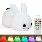 LED Rabbit Silicone Bunny Remote Control RGB Rechargeable Lamp