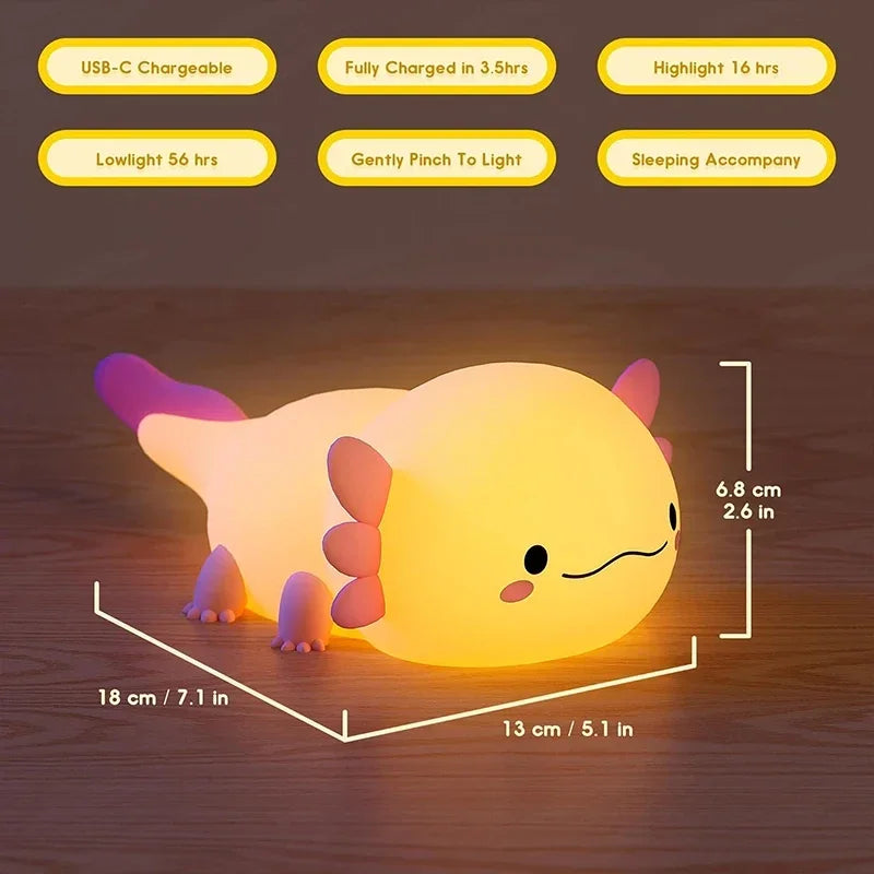 Cute Axolotl Silicone Nursery Sleeping Lamp