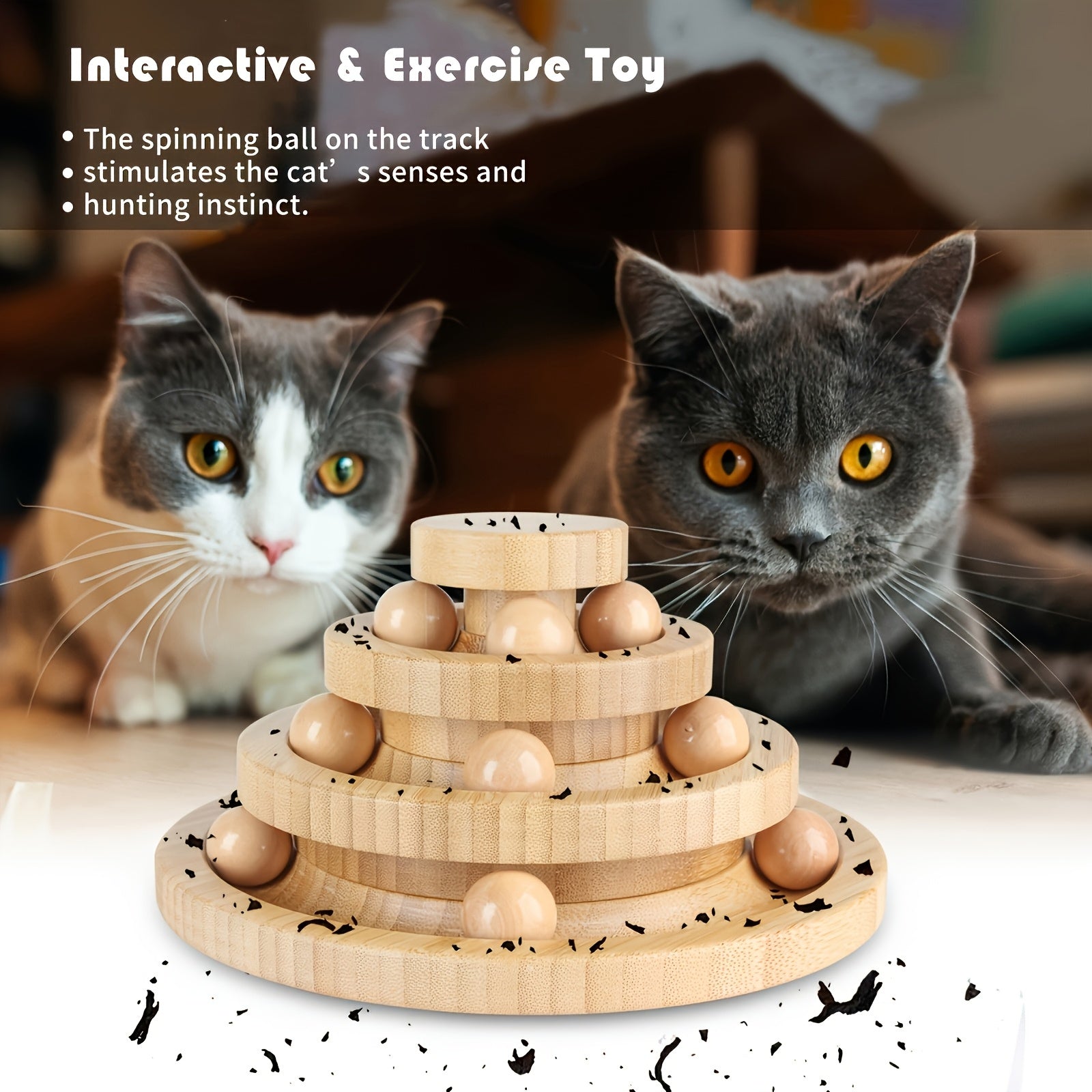 Interactive 3 Layers Cat Ball Tower | Small Cat And Dog Carousel Track Toy