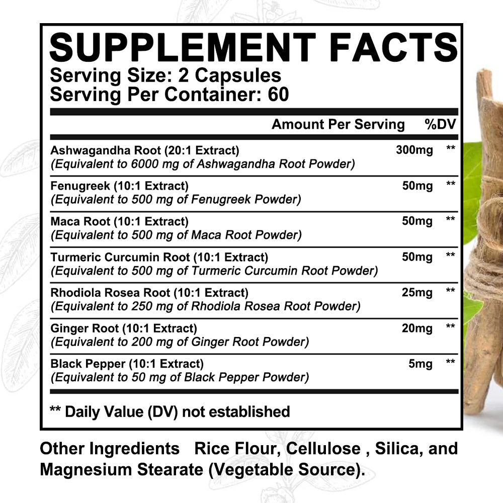 7-in-1 Adaptogen Blend for Stress and Nerve Health – 120 Capsules