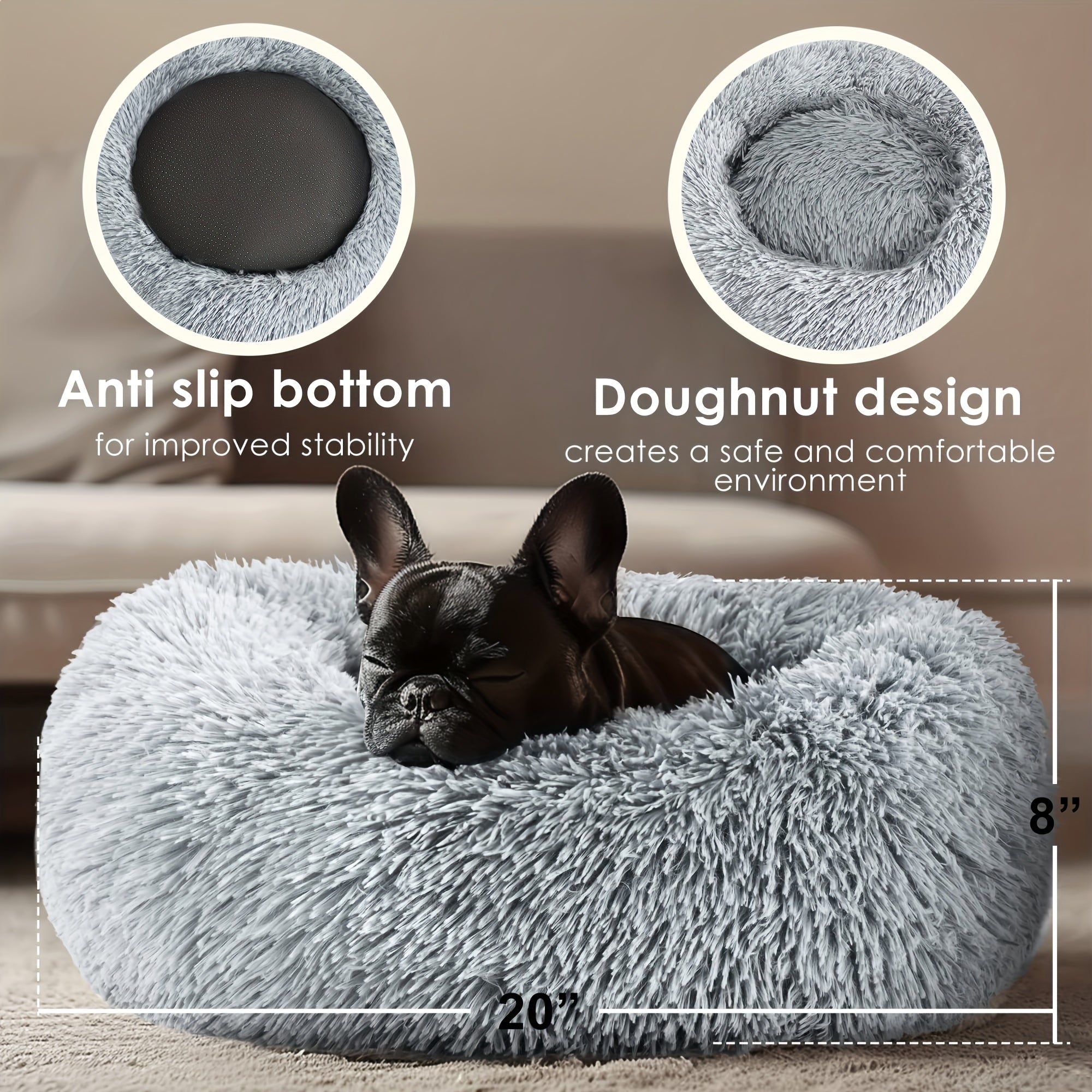 Calming Donut Pet Bed for Small & Medium Dogs & Cats