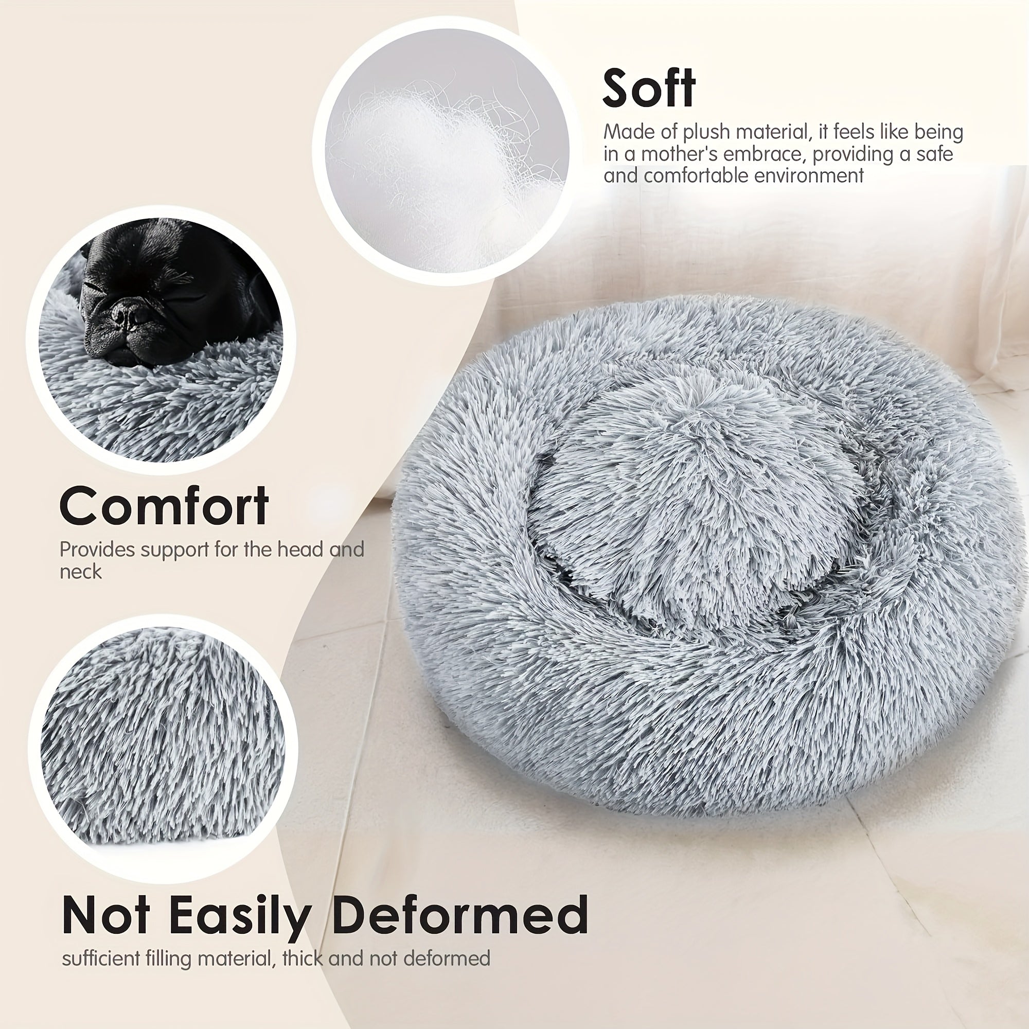 Calming Donut Pet Bed for Small & Medium Dogs & Cats