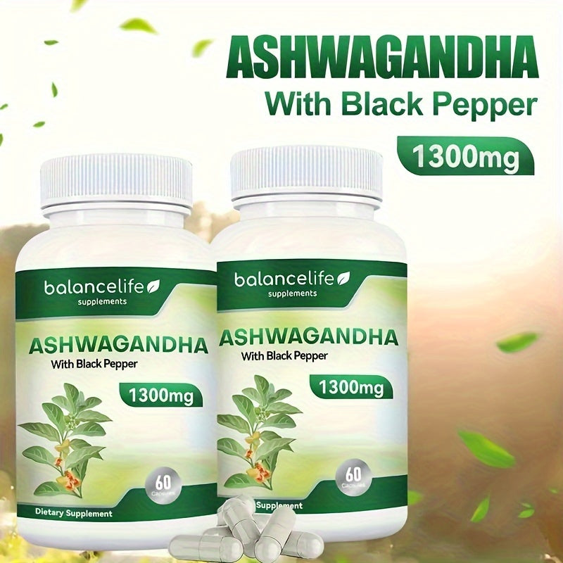 Ashwagandha 1300mg with Black Pepper for Stress Mood and Sleep